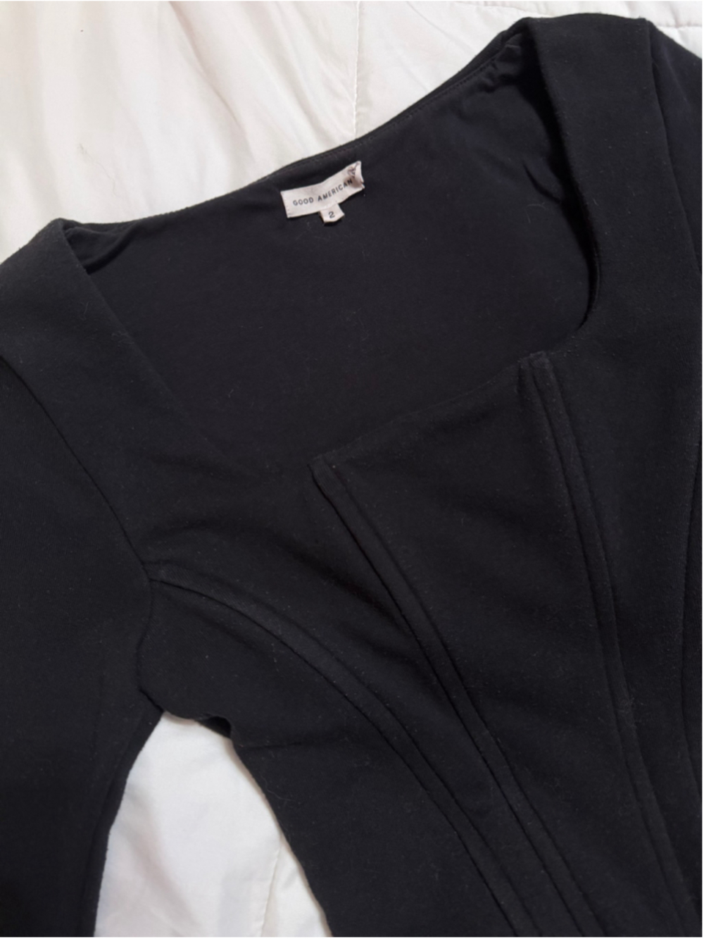 Good American Compression Terry Squareneck Corset Top long sleeve size 2 - Picture 3 of 4